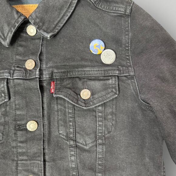 Levi's Women Slim Fit Original Trucker Jeans Jacket Inside Pockets Black sz S - Picture 4 of 12